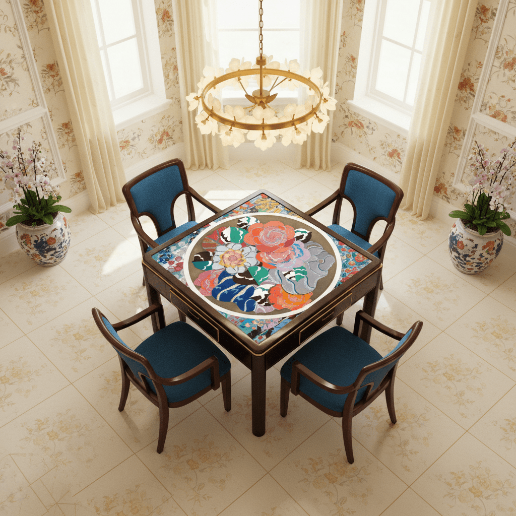 Art Deco Floral Bouquet Mahjong Mat