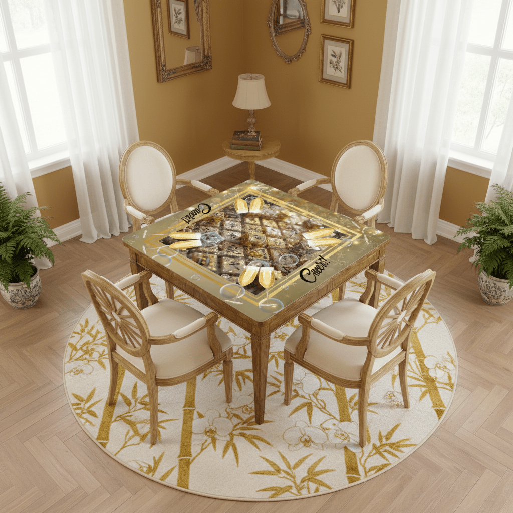 New Year's Eve Mahjong Mat, Glitz Gold