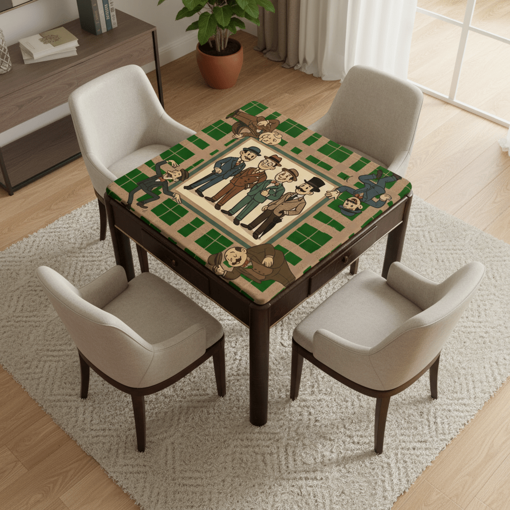 Manly Mahjong Mat Dapper Gents Green Brown Plaid Mahjong Mat