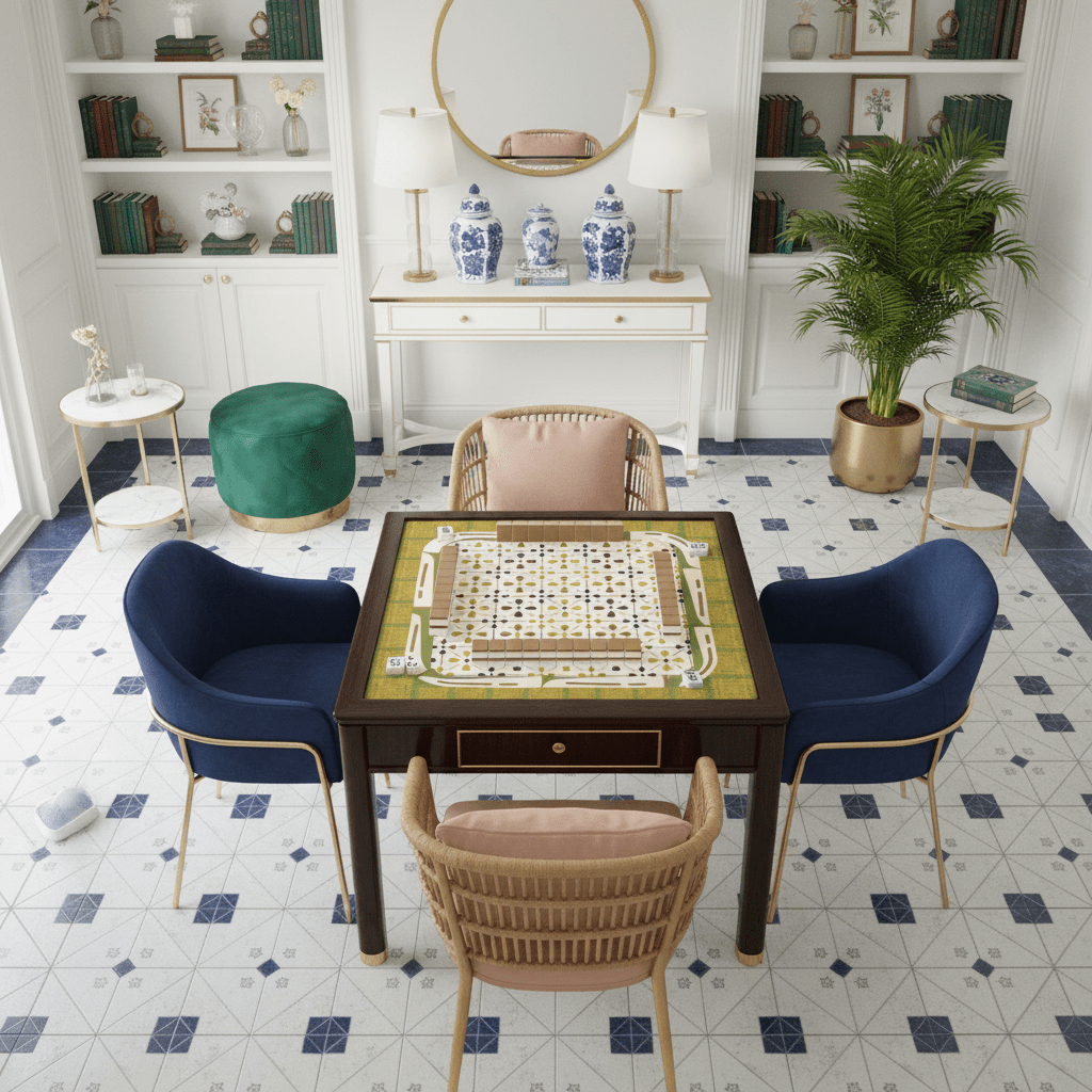 Norwegian Floral Green, Yellow Simplicity Mahjong Mat