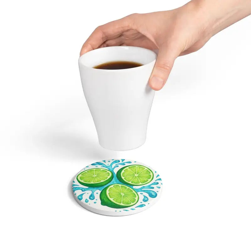Refreshing Lime Ceramic Coaster Set - Tropical Home Decor - DipaliZ