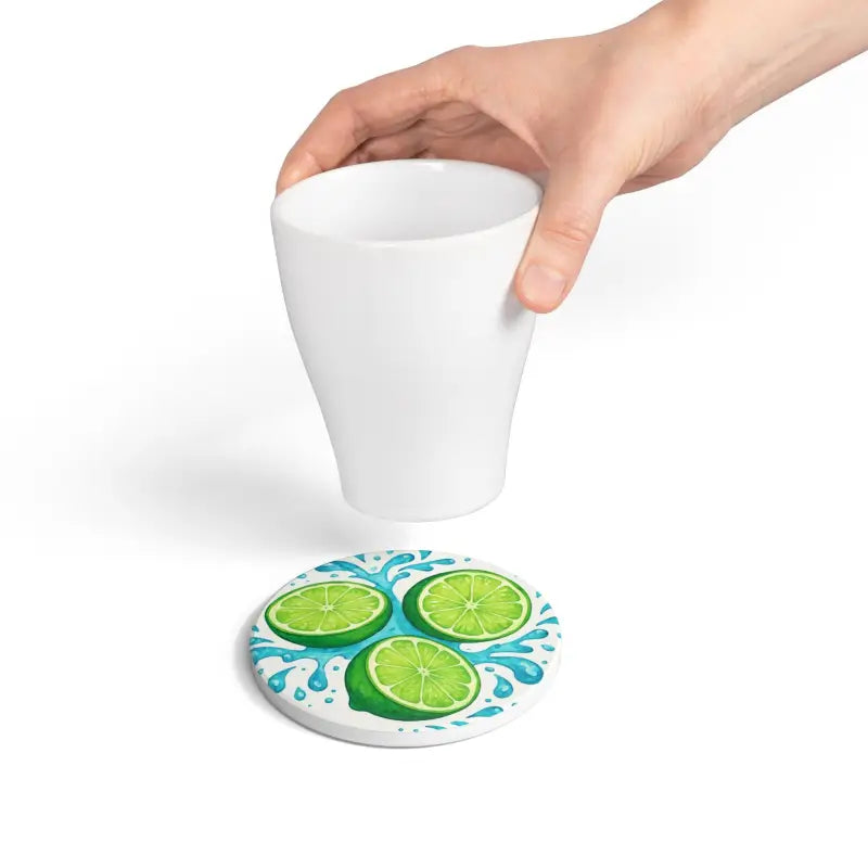 Refreshing Lime Ceramic Coaster Set - Tropical Home Decor - DipaliZ