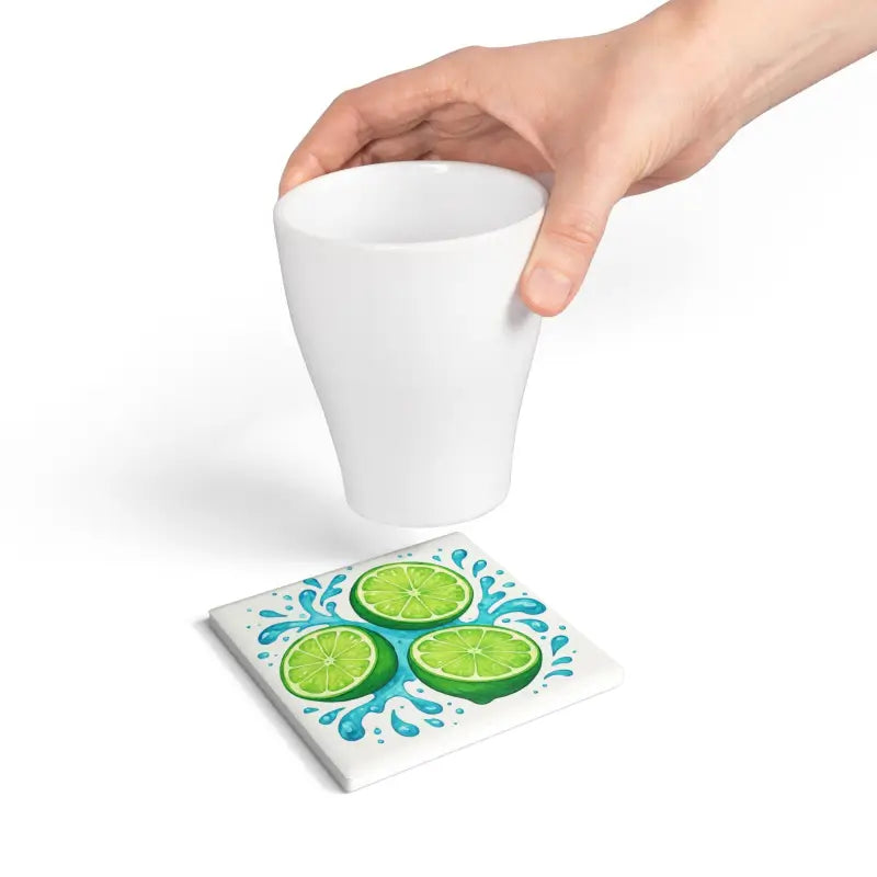 Refreshing Lime Ceramic Coaster Set - Tropical Home Decor - DipaliZ