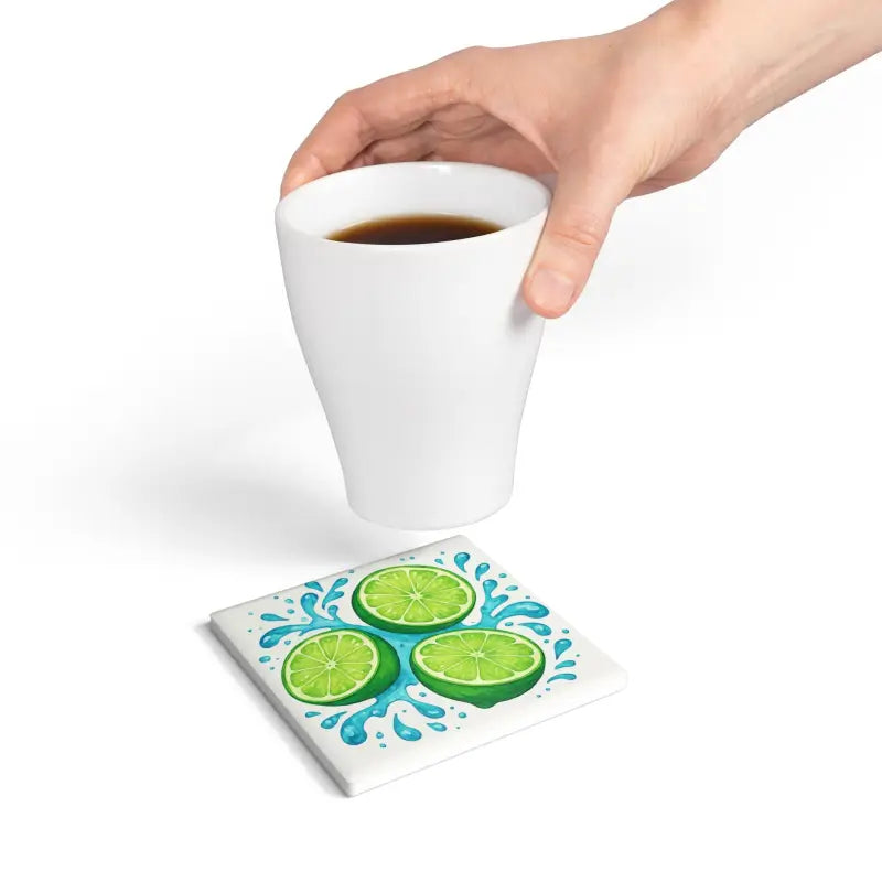 Refreshing Lime Ceramic Coaster Set - Tropical Home Decor - DipaliZ