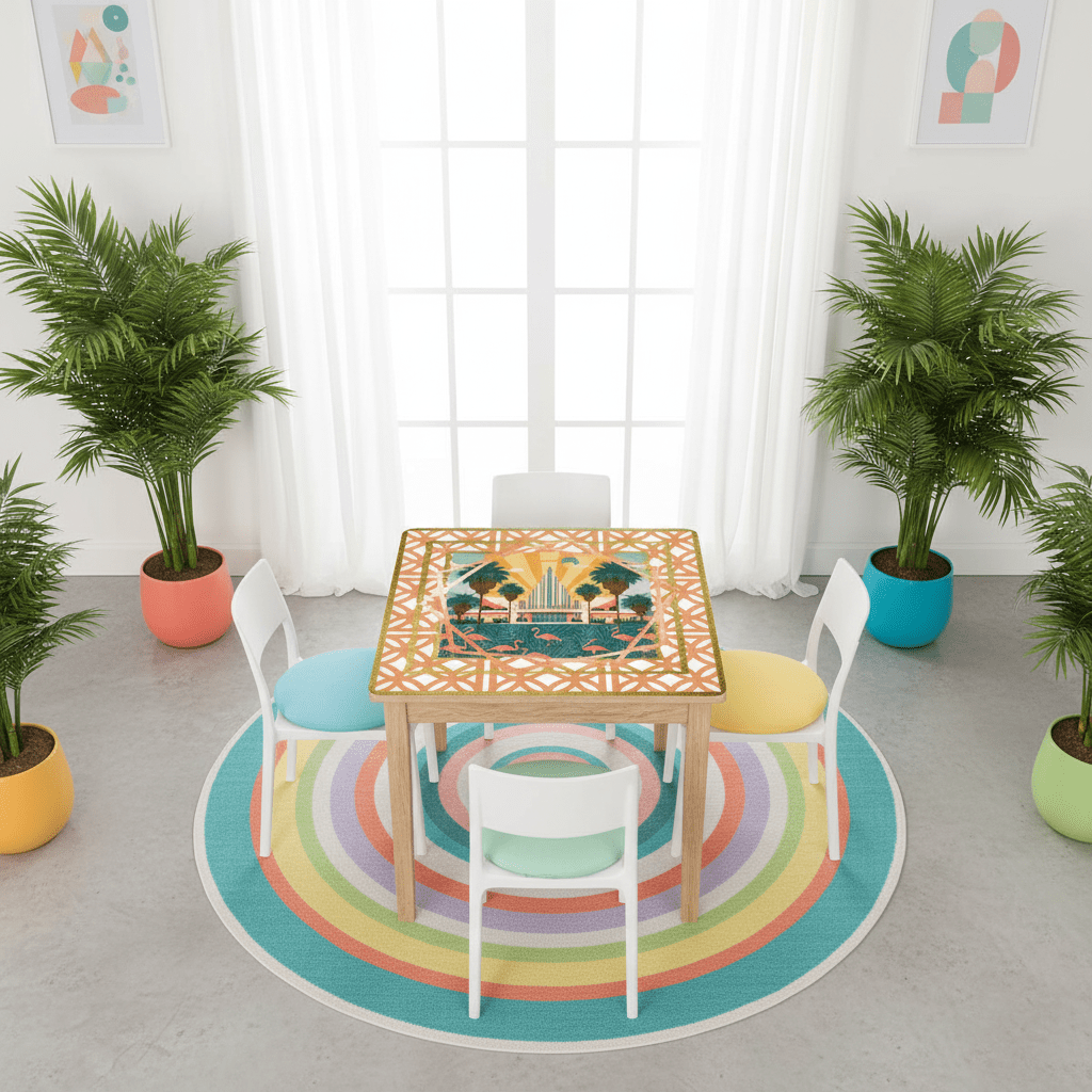 Art Deco Citrus Palm Springs Playfield Mahjong Mat