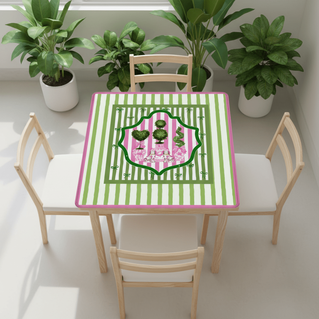 Preppy Staffordshire Chinoiserie Green And Pink Mahjong Mat