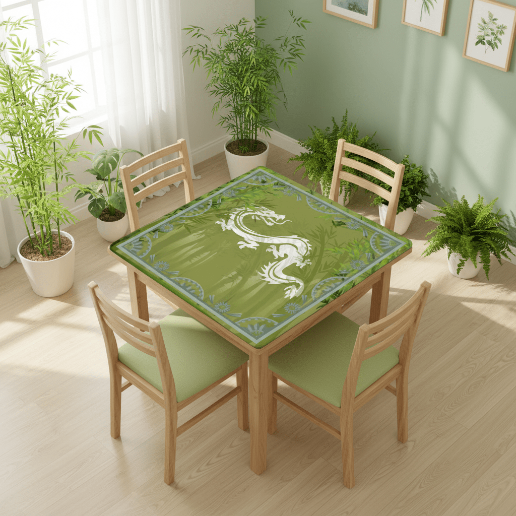 Eye Of The Dragon Bamboo Pattern Green Mahjong Mat