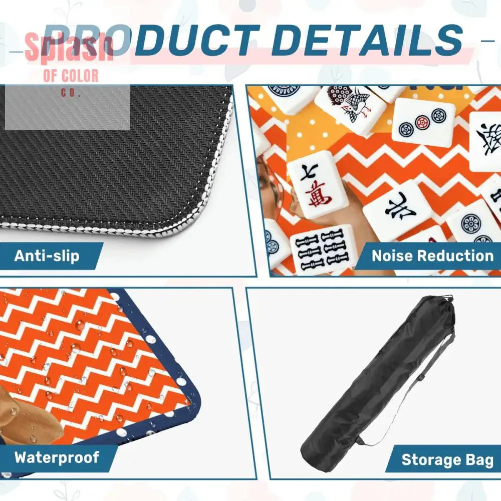 Rose The Riveter Preppy Orange Zig Zag Blue Polka Dot Mahjong Mat