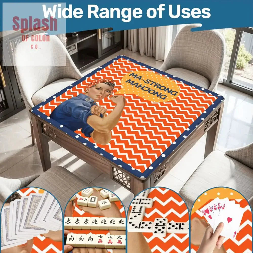 Rose The Riveter Preppy Orange Zig Zag Blue Polka Dot Mahjong Mat