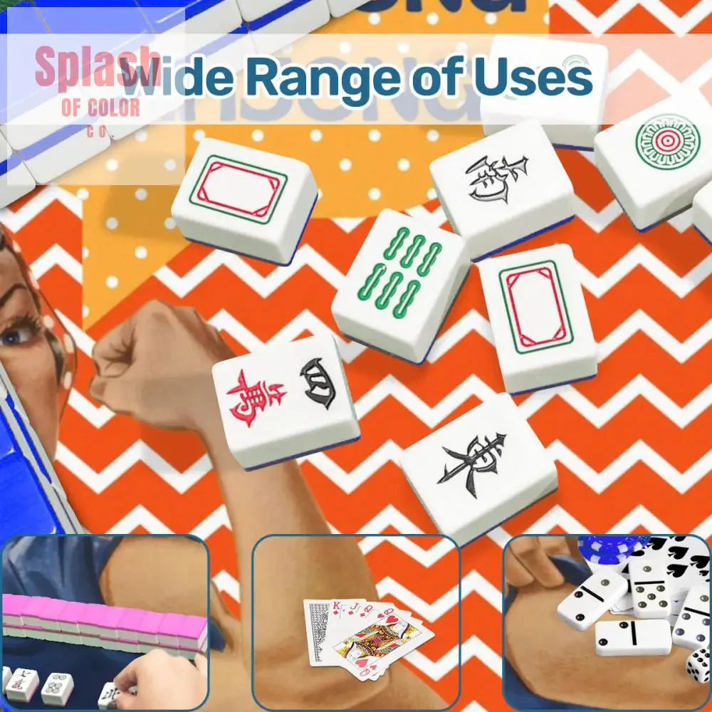 Rose The Riveter Preppy Orange Zig Zag Blue Polka Dot Mahjong Mat