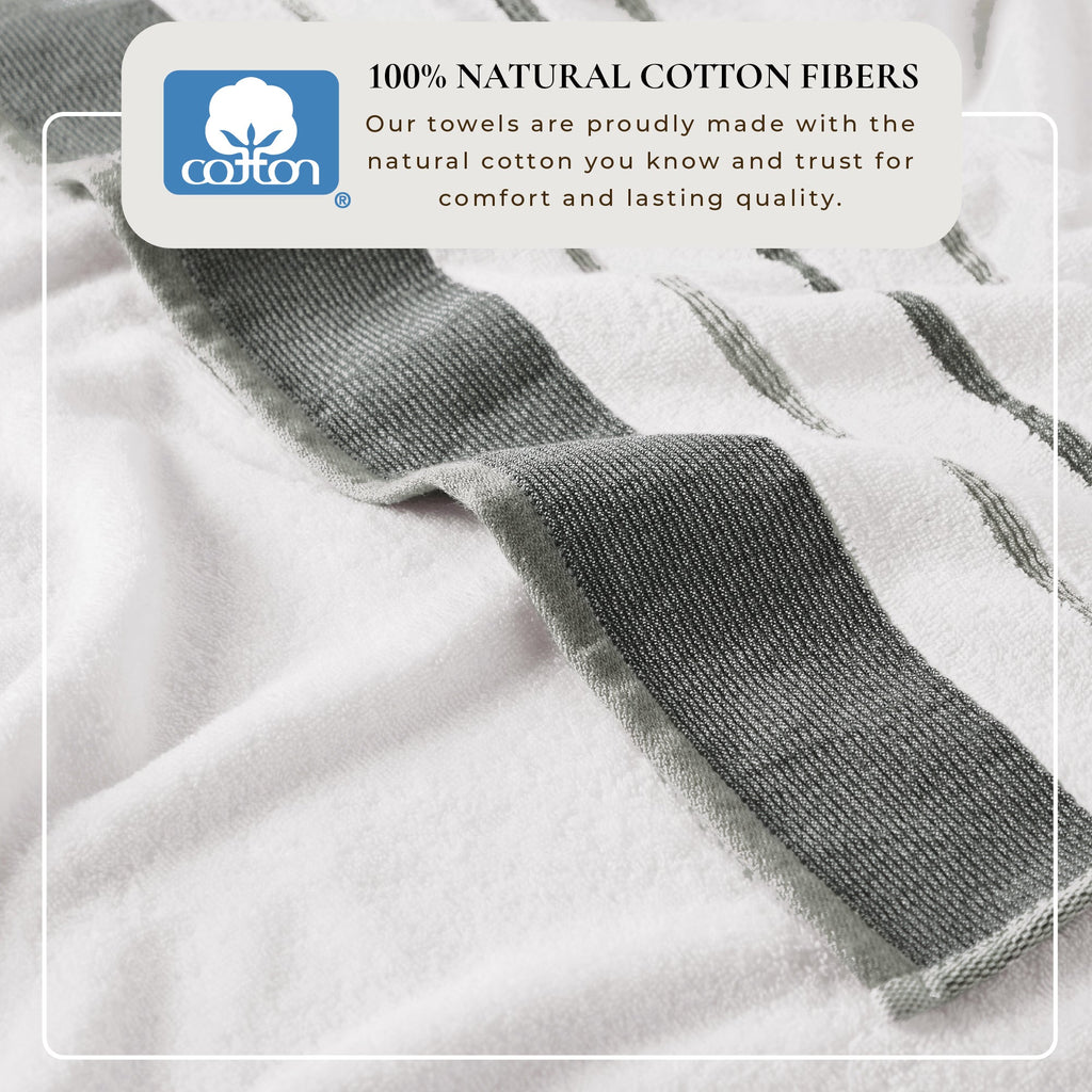 Decorative Cotton Stripe Bath Towel Set - Noelle Collection