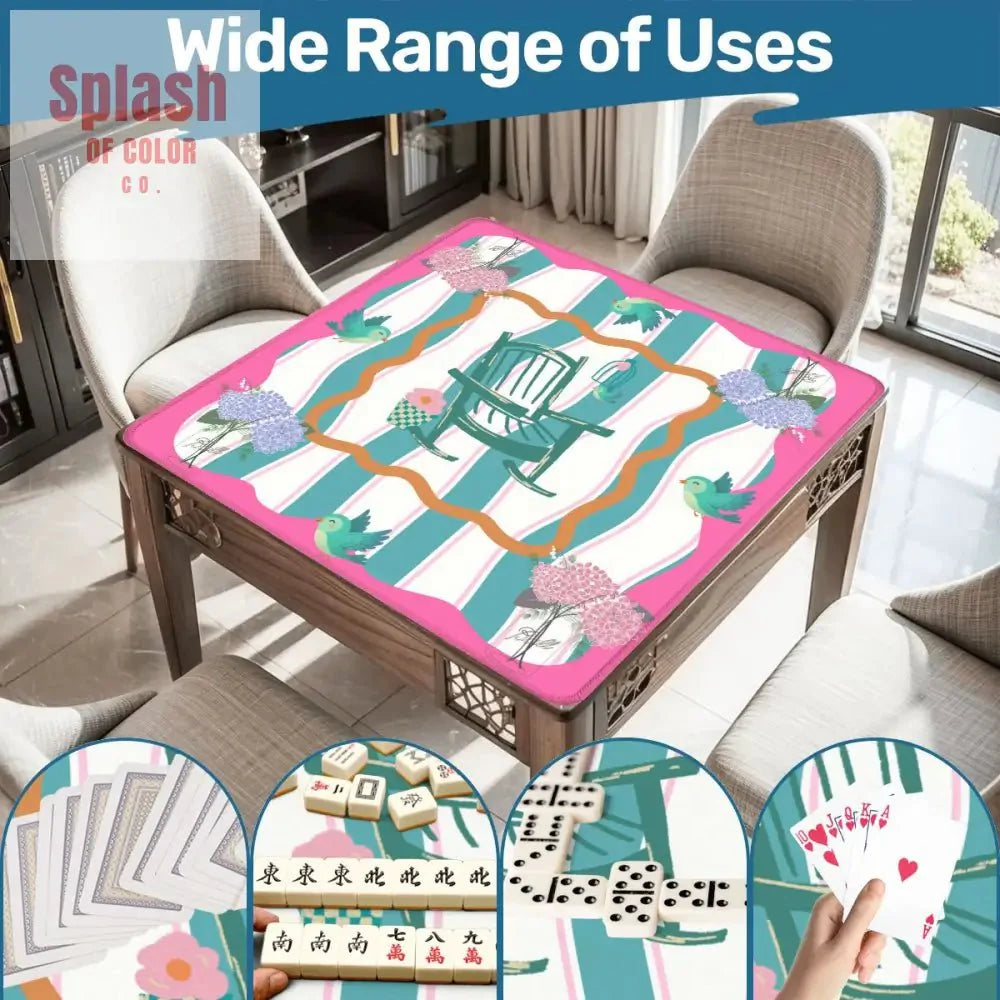 Southern Charm And Hospitality Whimsical Pink, Teal Mahjong Mat