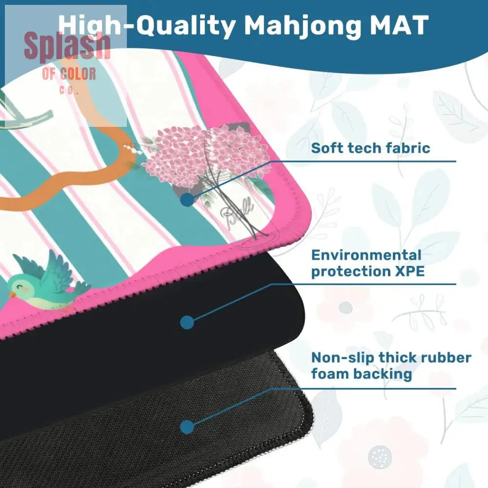 Southern Charm And Hospitality Whimsical Pink, Teal Mahjong Mat