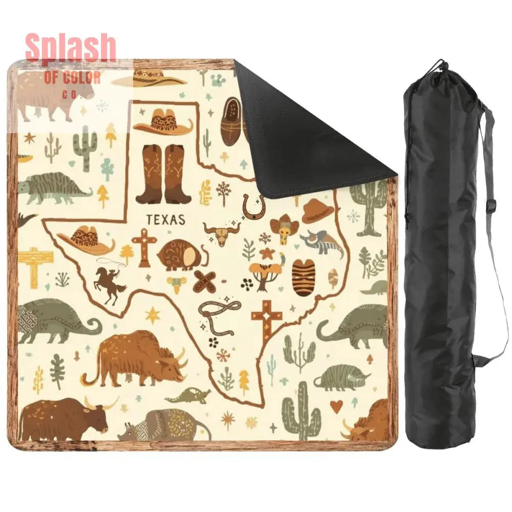 Texas Mahjong Mat, Rustic Whimsy Green, Brown Yellow Tones