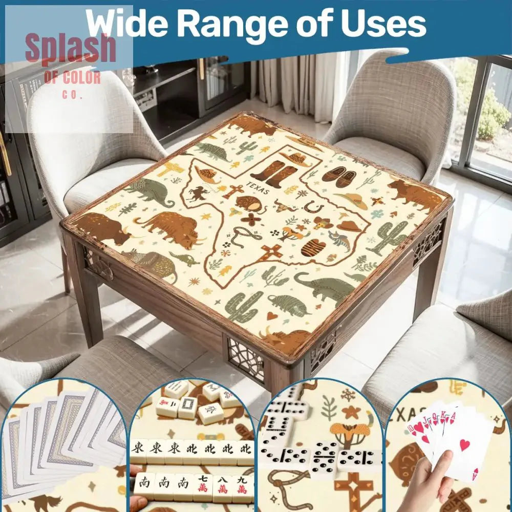 Texas Mahjong Mat, Rustic Whimsy Green, Brown Yellow Tones
