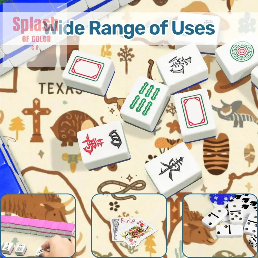 Texas Mahjong Mat, Rustic Whimsy Green, Brown Yellow Tones