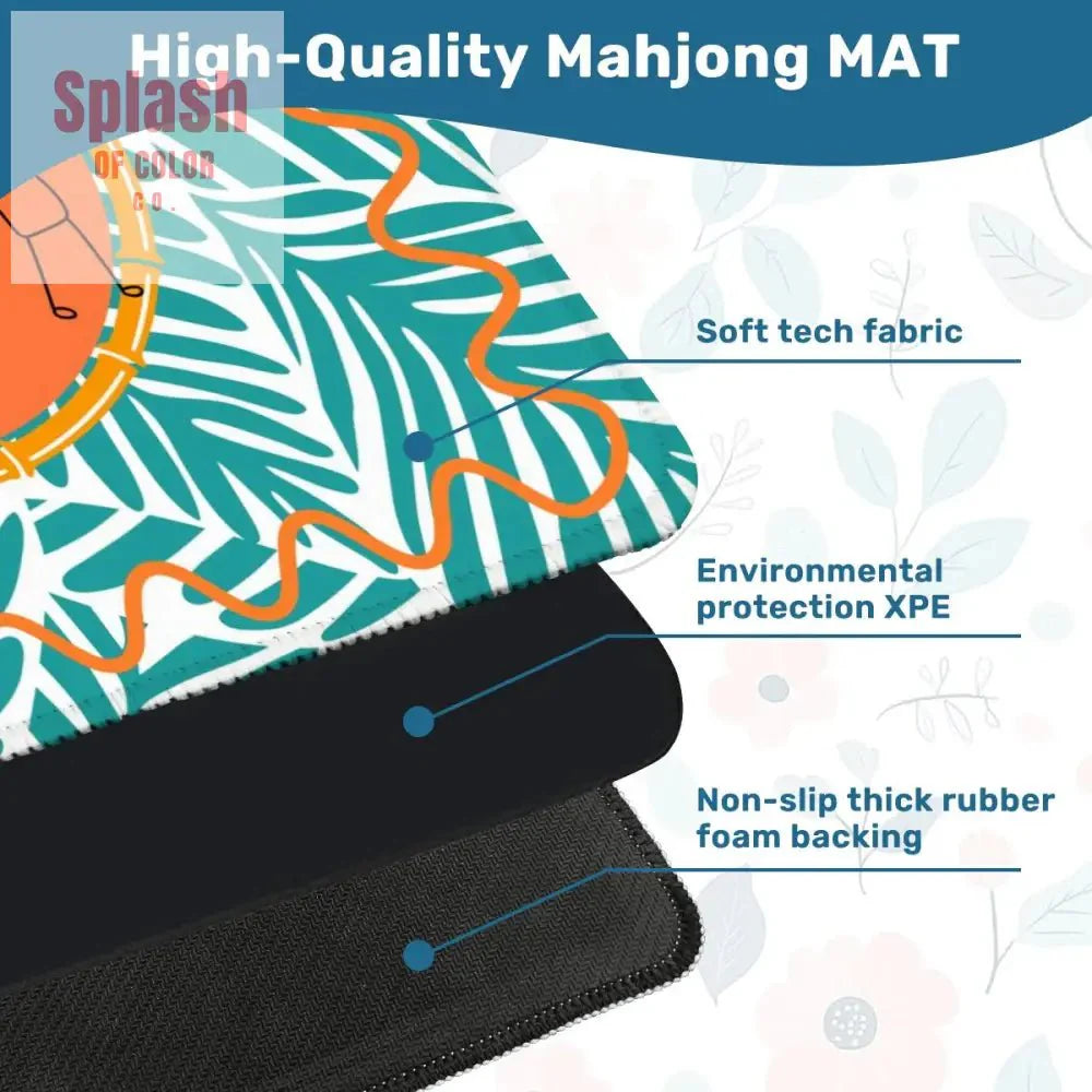 The Charleston Mahjong Mat, Tropical Teal Orange Preppy Fun Mahj Lover Mat