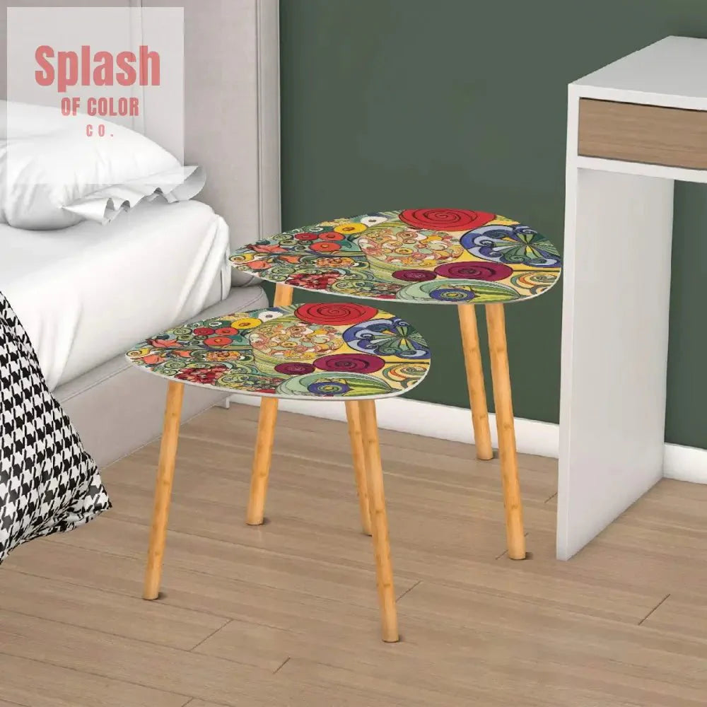 Gustav Klimt Inspired Watercolor Art, Modern Nesting Tables