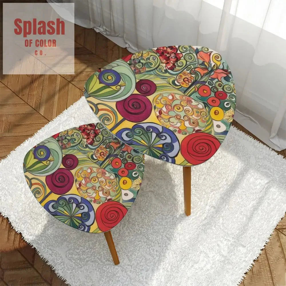 Gustav Klimt Inspired Watercolor Art, Modern Nesting Tables