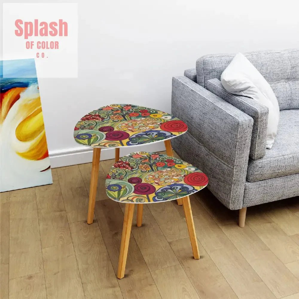 Gustav Klimt Inspired Watercolor Art, Modern Nesting Tables