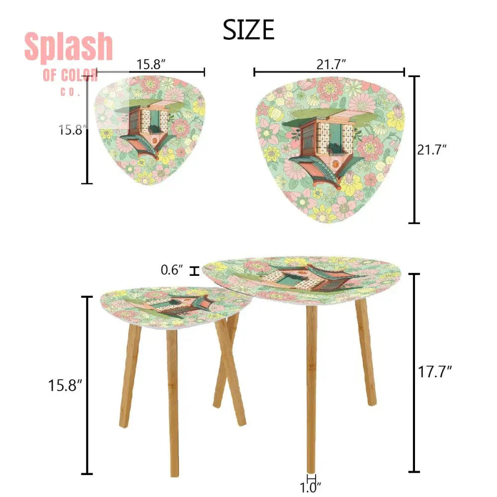 Mahjong Nesting Tables, Preppy Pastels Cottage Style Mahj Tile House