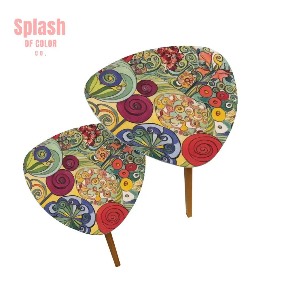 Gustav Klimt Inspired Watercolor Art, Modern Nesting Tables
