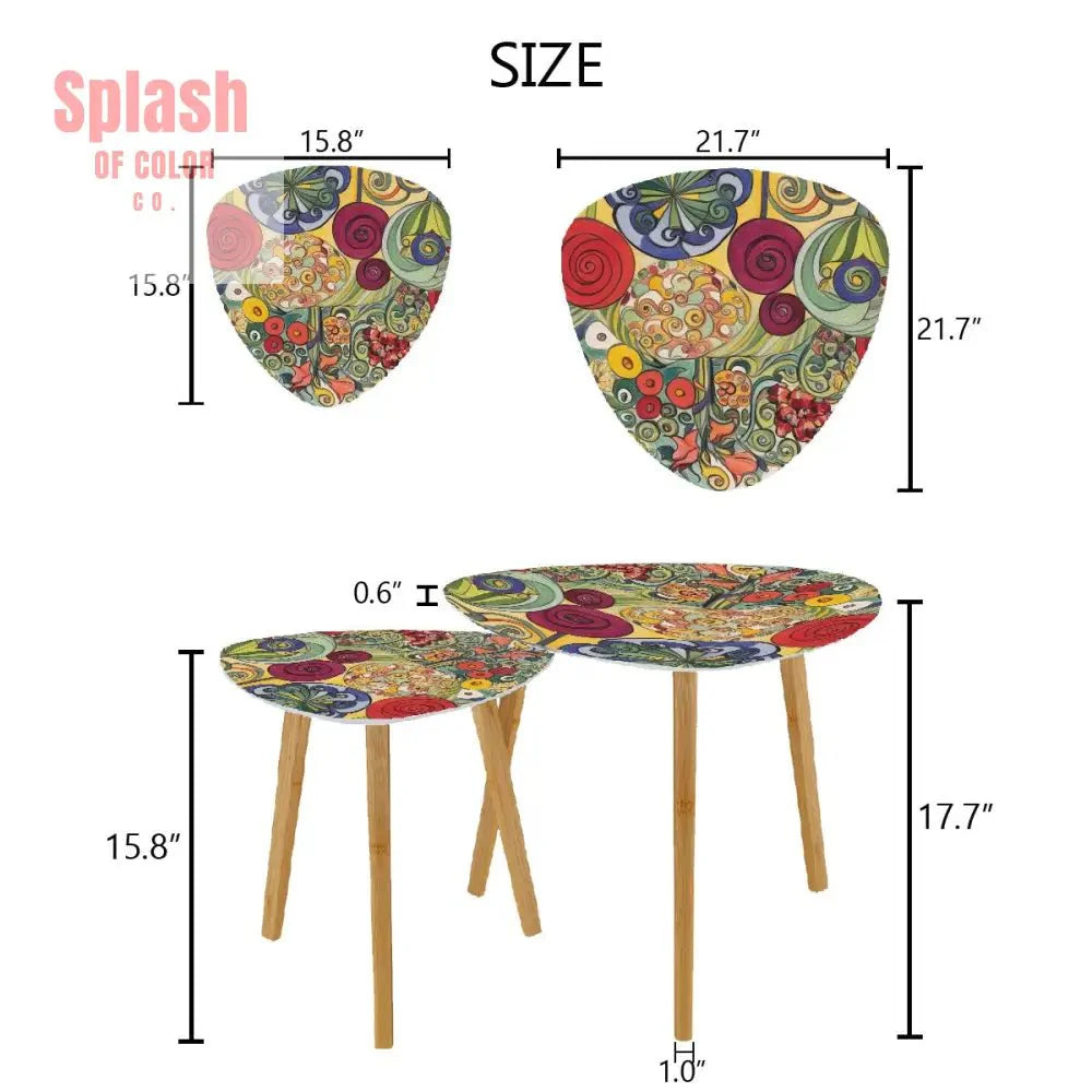 Gustav Klimt Inspired Watercolor Art, Modern Nesting Tables