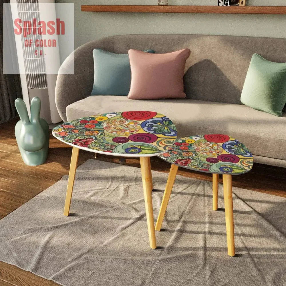 Gustav Klimt Inspired Watercolor Art, Modern Nesting Tables