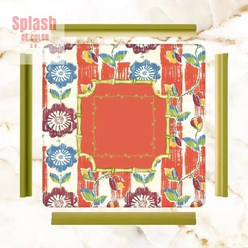 Vintage Floral Heritage Collection Mahjong Coral Blue Game Mat Mahjong Mat
