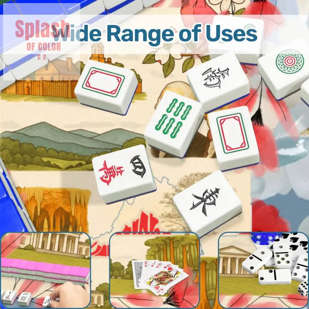 Virginia State Pride Mahjong Mat Monumental Blue Red, Floral Mahj Game Mat