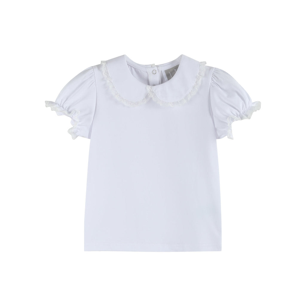 White Collared Lace Sleeve Shirt