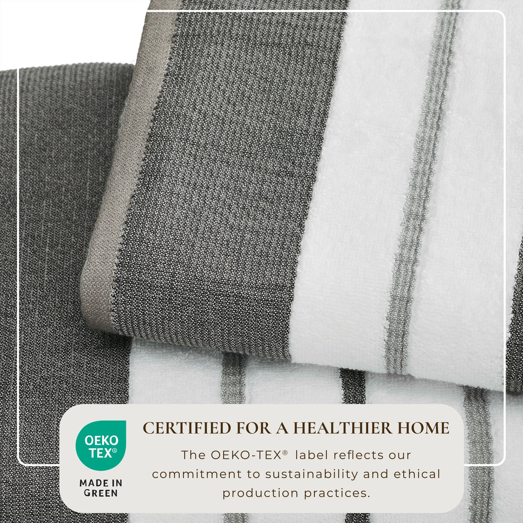 Decorative Cotton Stripe Bath Towel Set - Noelle Collection